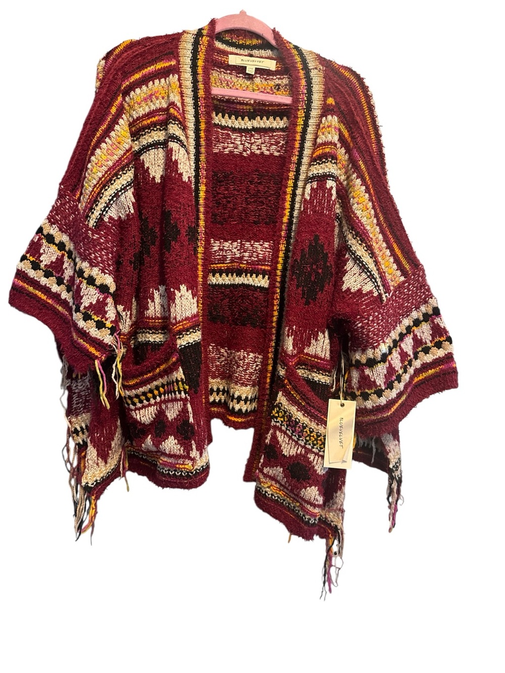 BlueVelvet Patterned Knit Poncho
